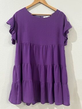 Purple Tiered Ruffle Sleeve women’s Dress